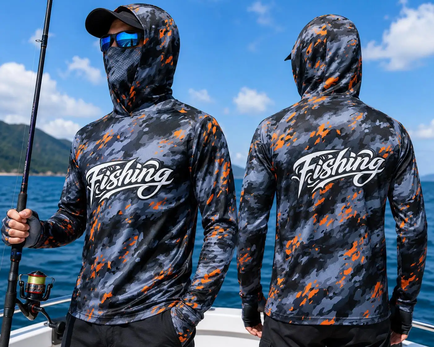 Fishing Shirt Uv Protection - Maglia da pesca con cappuccio per