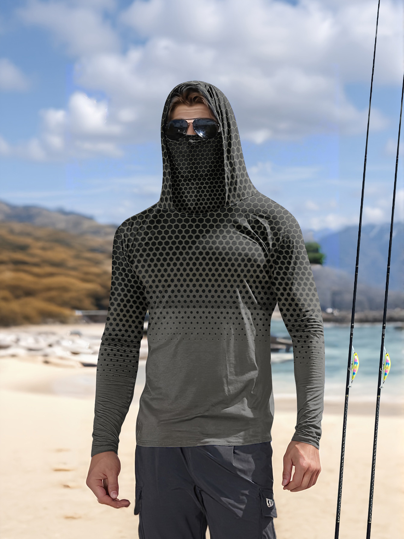 Fishing Shirt Uv Protection - Camicia da pesca con cappuccio da