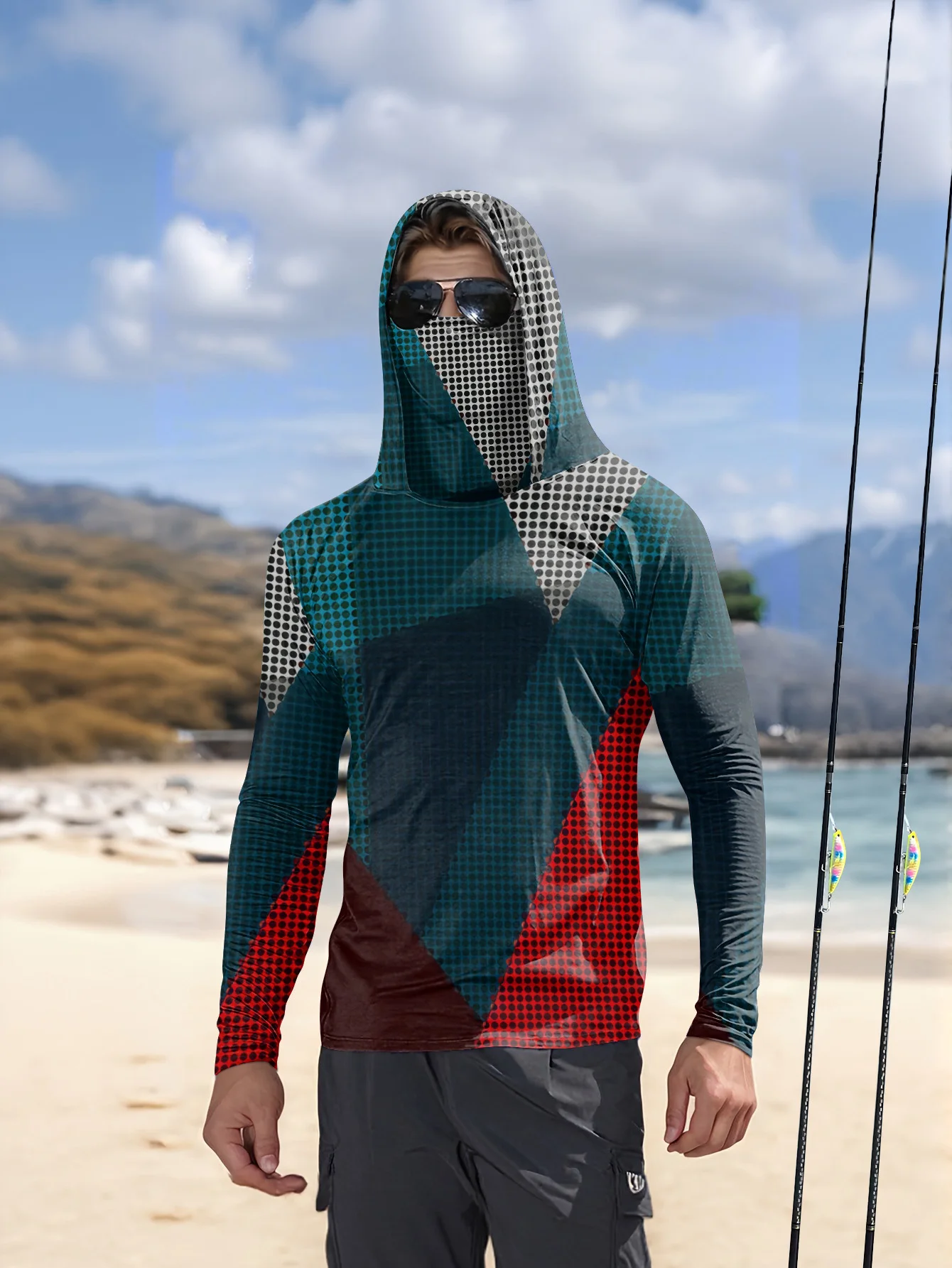 Fishing Shirt Uv Protection - Felpa da pesca da uomo, maniche